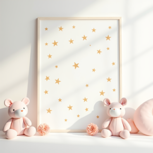 Wall Art — Soft Watercolor-style Moon-and-stars Nursery Motif Printable / Etsy #0101 (Recraft)