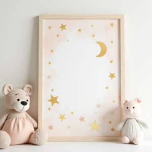Wall Art — Soft Watercolor-style Moon-and-stars Nursery Motif Printable / Etsy #0107 (Stable Diffusion)