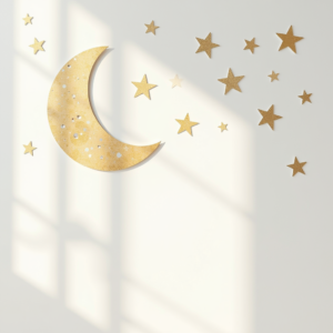 Wall Art — Soft Watercolor-style Moon-and-stars Nursery Motif Printable / Etsy #0137 (Recraft)