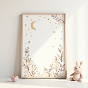 Wall Art — Soft Watercolor-style Moon-and-stars Nursery Motif Printable / Etsy #0143 (Stable Diffusion)