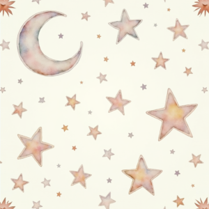 Wall Art — Soft Watercolor-style Moon-and-stars Nursery Motif Printable / Etsy #0191 (Stable Diffusion)