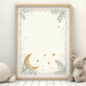 Wall Art — Soft Watercolor-style Moon-and-stars Nursery Motif Printable / Etsy #0244 (Firefly)