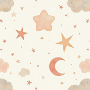 Wall Art — Soft Watercolor-style Moon-and-stars Nursery Motif Printable / Etsy #0274 (Midjourney)