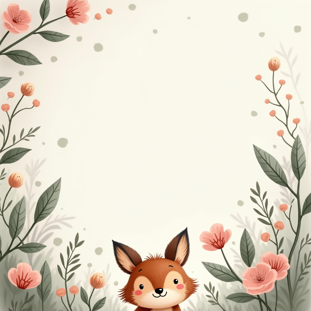 Wall Art — Whimsical Woodland-creature Illustration Peeking Through Soft Printable / Etsy #0022 (Midjourney)
