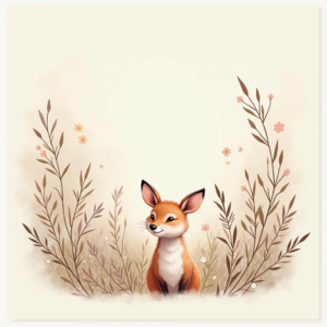 Wall Art — Whimsical Woodland-creature Illustration Peeking Through Soft Printable / Etsy #0034 (Midjourney)