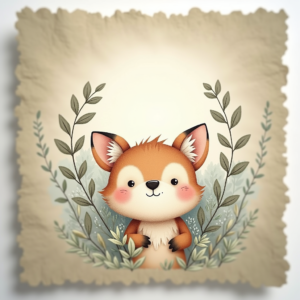 Wall Art — Whimsical Woodland-creature Illustration Peeking Through Soft Printable / Etsy #0070 (Midjourney)