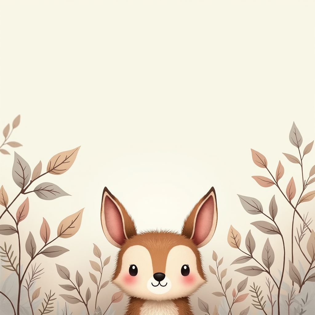 Wall Art — Whimsical Woodland-creature Illustration Peeking Through Soft Printable / Etsy #0082 (Midjourney)