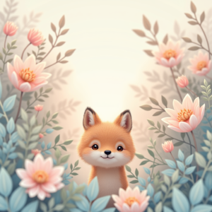 Wall Art — Whimsical Woodland-creature Illustration Peeking Through Soft Printable / Etsy #0106 (Midjourney)