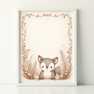 Wall Art — Whimsical Woodland-creature Illustration Peeking Through Soft Printable / Etsy #0124 (Firefly)