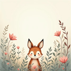 Wall Art — Whimsical Woodland-creature Illustration Peeking Through Soft Printable / Etsy #0202 (Midjourney)