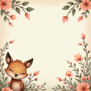 Wall Art — Whimsical Woodland-creature Illustration Peeking Through Soft Printable / Etsy #0237 (Dreamina)