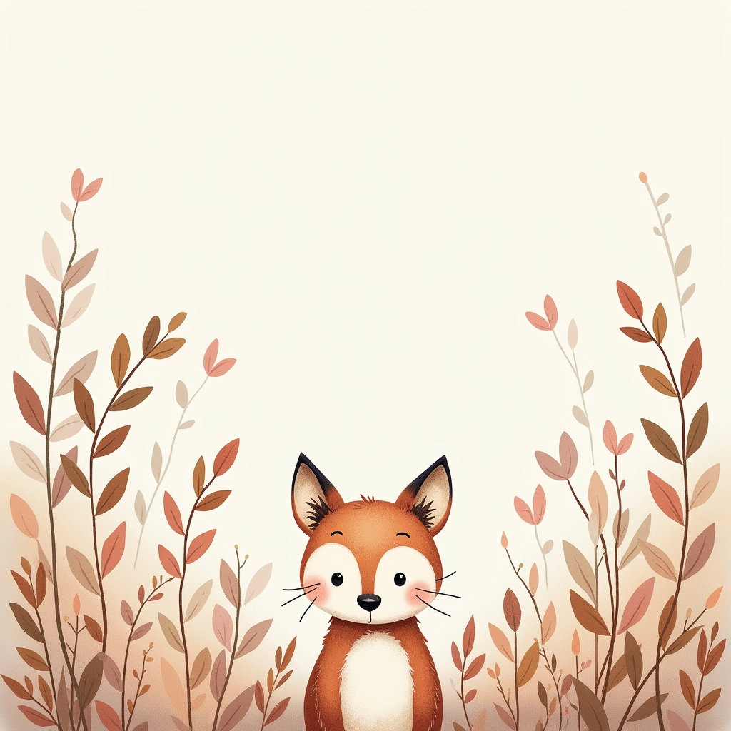 Wall Art — Whimsical Woodland-creature Illustration Peeking Through Soft Printable / Etsy #0303 (ChatGPT)