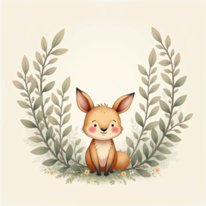 Wall Art — Whimsical Woodland-creature Illustration Peeking Through Soft Printable / Etsy #0333 (Dreamina)