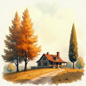 Watercolor — Cozy Countryside Cottage Nestled Among Tall Illustration Styles #0031 (Ideogram)