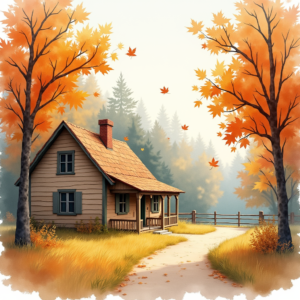Watercolor — Cozy Countryside Cottage Nestled Among Tall Illustration Styles #0043 (Ideogram)