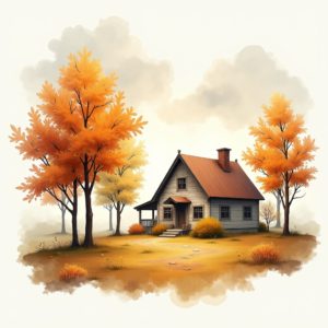 Watercolor — Cozy Countryside Cottage Nestled Among Tall Illustration Styles #0049 (FLUX)