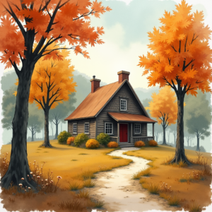 Watercolor — Cozy Countryside Cottage Nestled Among Tall Illustration Styles #0055 (Ideogram)