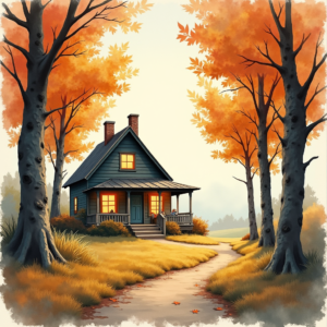 Watercolor — Cozy Countryside Cottage Nestled Among Tall Illustration Styles #0073 (FLUX)