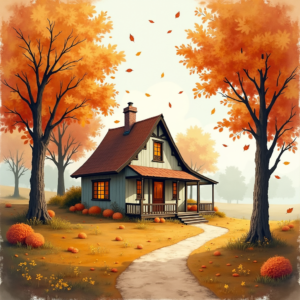 Watercolor — Cozy Countryside Cottage Nestled Among Tall Illustration Styles #0115 (Ideogram)