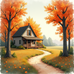 Watercolor — Cozy Countryside Cottage Nestled Among Tall Illustration Styles #0127 (Ideogram)