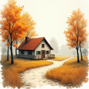 Watercolor — Cozy Countryside Cottage Nestled Among Tall Illustration Styles #0163 (Ideogram)