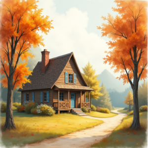 Watercolor — Cozy Countryside Cottage Nestled Among Tall Illustration Styles #0205 (FLUX)