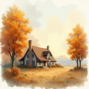 Watercolor — Cozy Countryside Cottage Nestled Among Tall Illustration Styles #0247 (Ideogram)