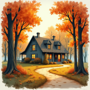 Watercolor — Cozy Countryside Cottage Nestled Among Tall Illustration Styles #0253 (FLUX)