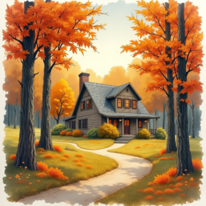 Watercolor — Cozy Countryside Cottage Nestled Among Tall Illustration Styles #0271 (Ideogram)