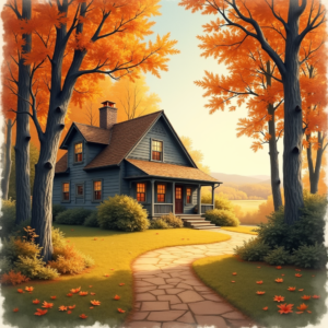 Watercolor — Cozy Countryside Cottage Nestled Among Tall Illustration Styles #0289 (FLUX)