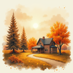 Watercolor — Cozy Countryside Cottage Nestled Among Tall Illustration Styles #0301 (FLUX)