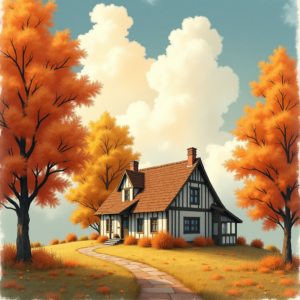 Watercolor — Cozy Countryside Cottage Nestled Among Tall Illustration Styles #0319 (Ideogram)