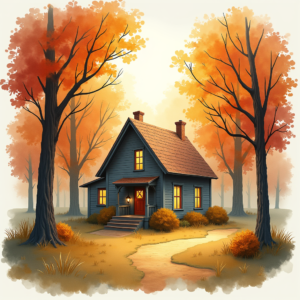 Watercolor — Cozy Countryside Cottage Nestled Among Tall Illustration Styles #0325 (FLUX)