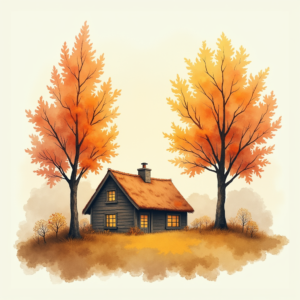 Watercolor — Cozy Countryside Cottage Nestled Among Tall Illustration Styles #0337 (FLUX)