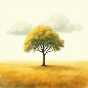 Watercolor — Lone Tree Standing In A Sweeping Illustration Styles #0054 (Recraft)
