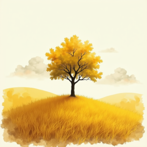 Watercolor — Lone Tree Standing In A Sweeping Illustration Styles #0090 (Recraft)