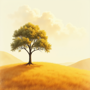 Watercolor — Lone Tree Standing In A Sweeping Illustration Styles #0126 (Recraft)