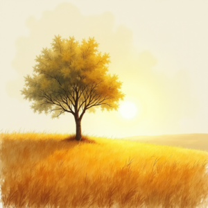 Watercolor — Lone Tree Standing In A Sweeping Illustration Styles #0150 (Recraft)