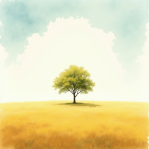Watercolor — Lone Tree Standing In A Sweeping Illustration Styles #0180 (Stable Diffusion)