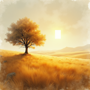 Watercolor — Lone Tree Standing In A Sweeping Illustration Styles #0186 (Recraft)