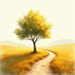 Watercolor — Lone Tree Standing In A Sweeping Illustration Styles #0240 (Stable Diffusion)