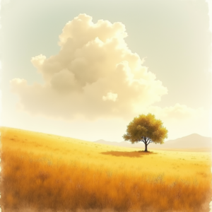 Watercolor — Lone Tree Standing In A Sweeping Illustration Styles #0252 (Stable Diffusion)