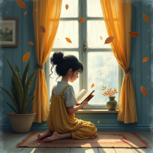 Watercolor — Nostalgic Figure Reading By A Rain-streaked Illustration Styles #0008 (Leonardo)