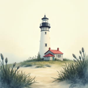 Watercolor — Quiet Coastal Lighthouse Against A Soft Illustration Styles #0028 (ChatGPT)