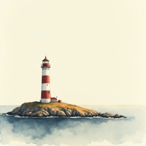 Watercolor — Quiet Coastal Lighthouse Against A Soft Illustration Styles #0088 (ChatGPT)