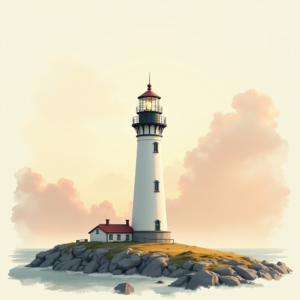 Watercolor — Quiet Coastal Lighthouse Against A Soft Illustration Styles #0124 (ChatGPT)