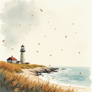 Watercolor — Quiet Coastal Lighthouse Against A Soft Illustration Styles #0190 (Dreamina)