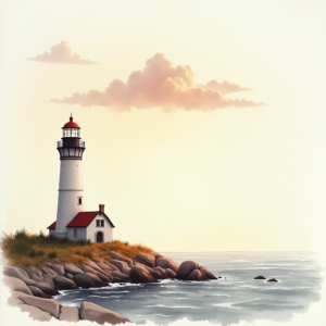 Watercolor — Quiet Coastal Lighthouse Against A Soft Illustration Styles #0196 (ChatGPT)