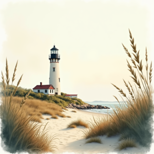 Watercolor — Quiet Coastal Lighthouse Against A Soft Illustration Styles #0208 (ChatGPT)