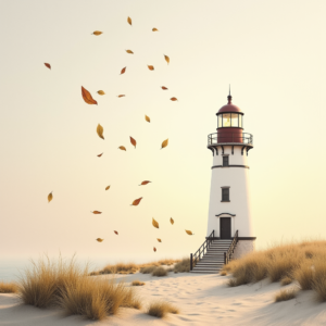 Watercolor — Quiet Coastal Lighthouse Against A Soft Illustration Styles #0226 (Dreamina)